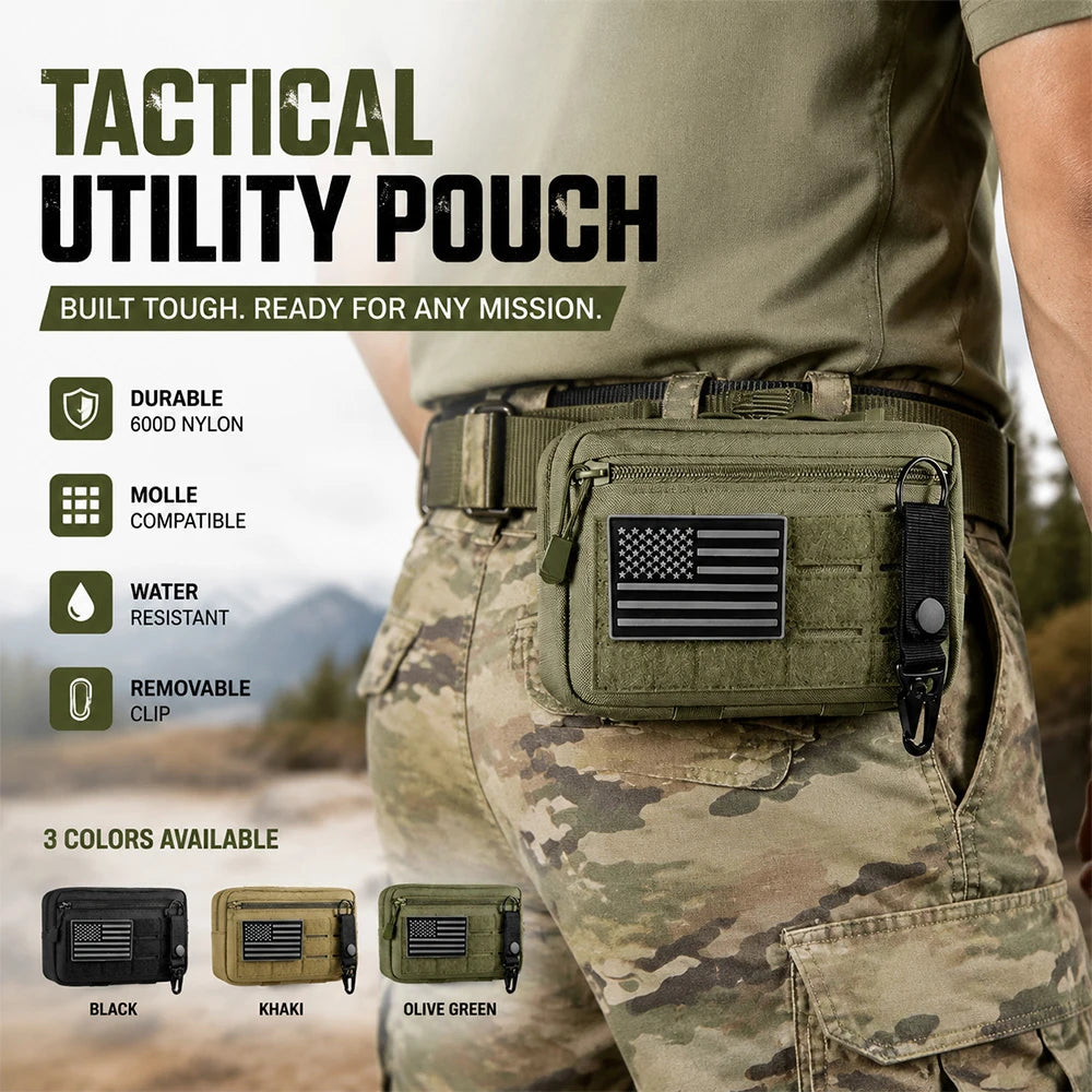 Outdoor Hiking Bag Multifunctional Molle Tactical Waist Bag, Sports Waist Pack, Nylon Portable Waist Bag with Emblem and Fixed Buckle for Hunting, Camping, Cycling