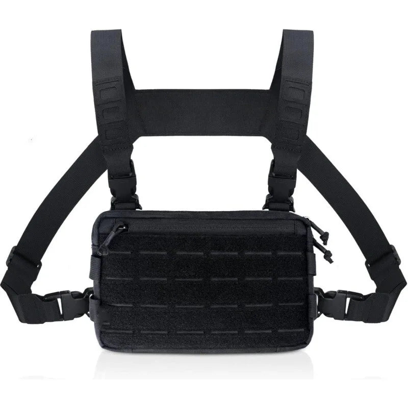 GUGULUZA Tactical Chest Rig Bag Multifunct Molle Vest Pouch Outdoor Hunting Tactical Vest with Built-In Phone Holder Workouts