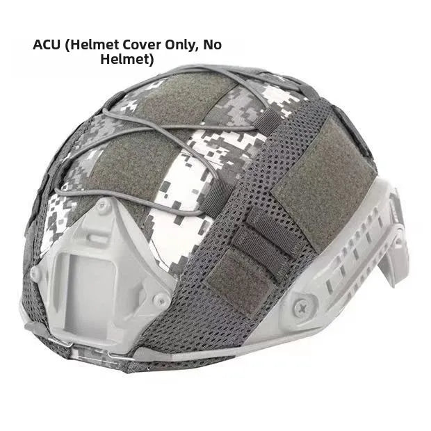 Tactical Camo Helmet Cover With Mesh Pouch & Elastic Cord Compatible FAST Helmet For Shooting Paintball Hunting Outdoor Gear