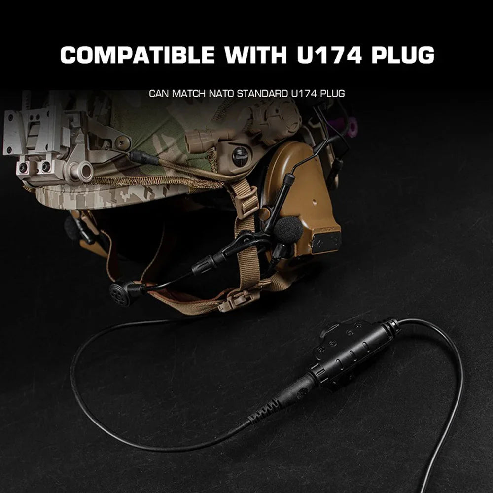 U174 Cable for Tactical Helmet Headset Militar Hunting Walkie Talkie Motorola Kenwood BAOFENG Radio U94 PCI PTT Adapter