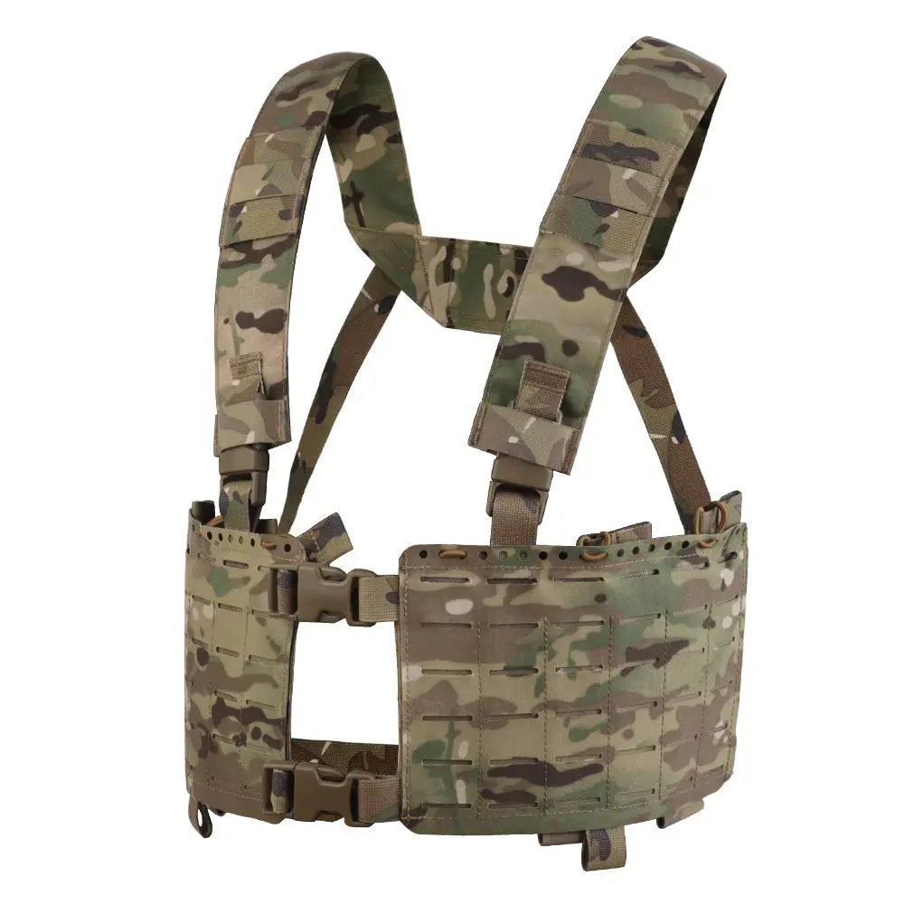 Tactical Alpha Chest Rig with SS Style Expansion Pouch Quick Release 34 Split Chassis Cut Molle Mount Magazine Airsoft Equipment
