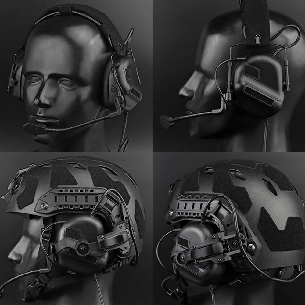 Tactical Airsoft Helmet Set with Noise-Canceling Headset Flashlight Goggles Metal NVG Bracket Paintball Protection Helmet Equip