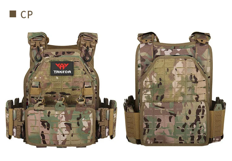 Lightweight Quick Release Camo Tactical Vest Breathable Mesh Multi-Pocket Field Training Combat Vest Durable Scratch Resistant
