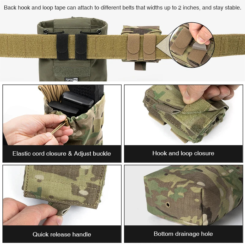 TOPTACPRO Tactical Mini Recycling Pouch EDC Dump Pouch Folding Small Waist Bag Belt Accessories 8534