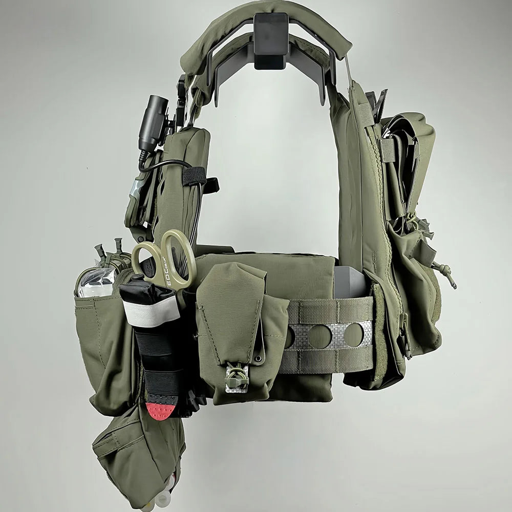 Outdoor Tactical Vest Kit  MOLLE Modular Chest Rig with Utility Pouches for Airsoft Paintball Hunting Special Forces Cosplay