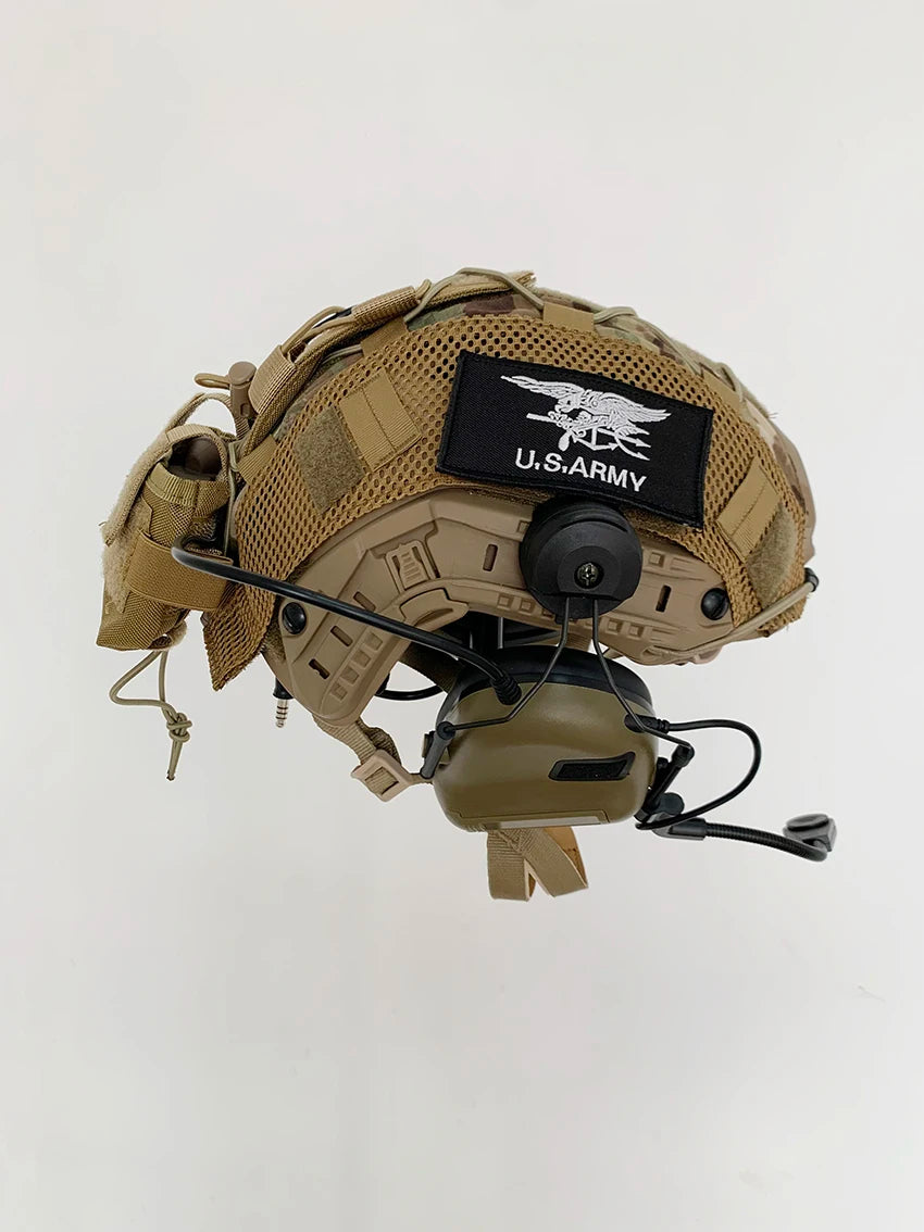 Fast Tactical Helmet Set Ghost Camouflage Wargame Gear with NVG Model Headphones for Outdoor CS Cycling Special Forces Cosplay