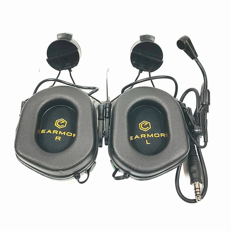 EARMOR Tactical Headset M32H MOD4 RAC Rail Adapter Set Noise Canceling Aviation Communication Softair Headphones-Black