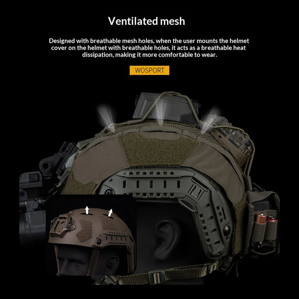 For WOSPORT FAST SF Airsoft Paintball Helmet Cover with Elastic Fixed Cord Tactic Helmets Cover for GEN4 Outdoor Airsoft Gear