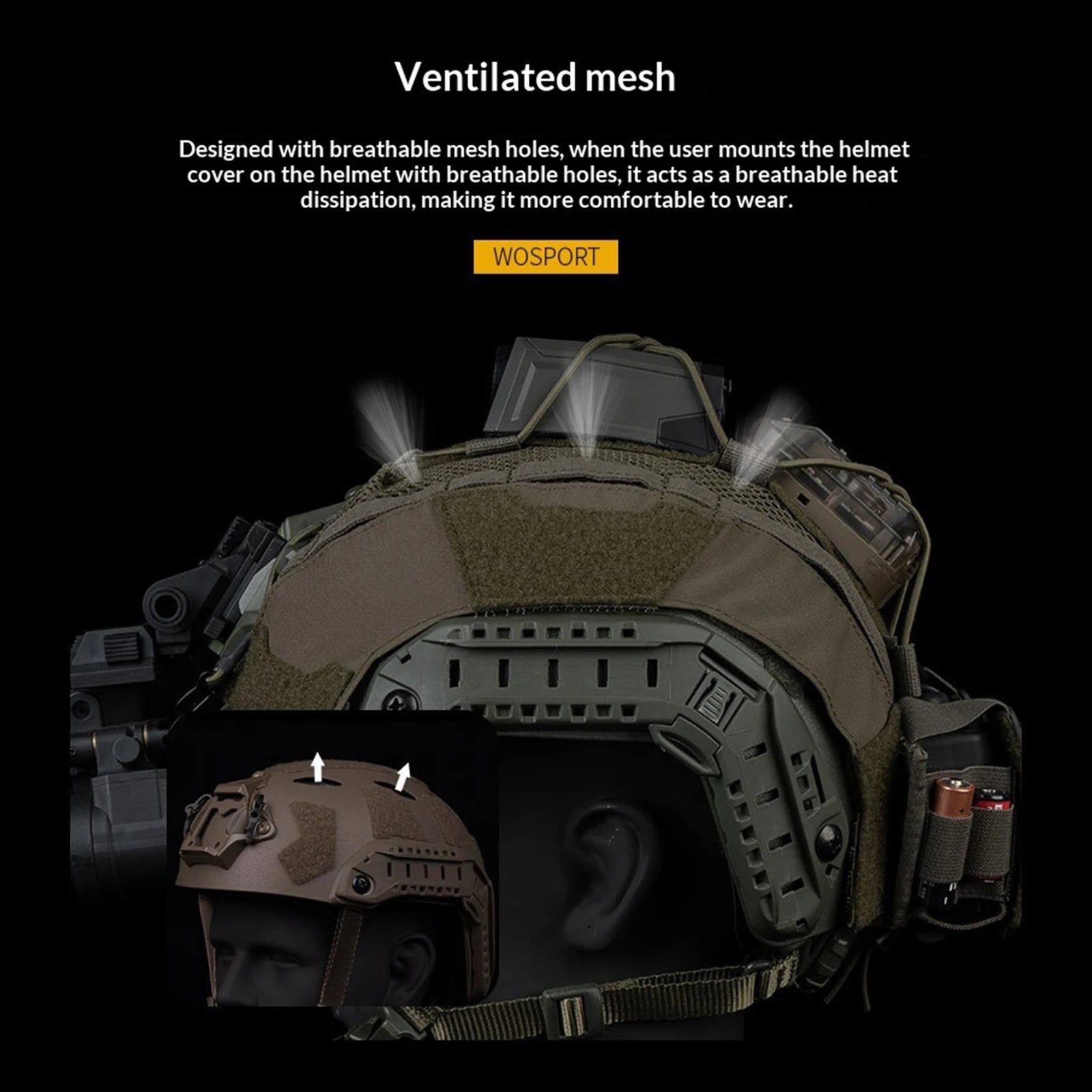 For WOSPORT FAST SF Airsoft Paintball Helmet Cover with Elastic Fixed Cord Tactic Helmets Cover for GEN4 Outdoor Airsoft Gear