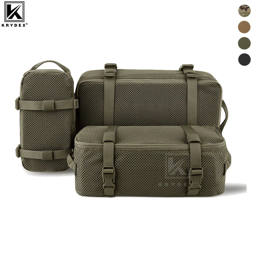KRYDEX Tactical Mesh Modular Pouch Set 3PCS Outdoor Backpack Organizer Travel Suitcase Storage Bag Packing Cubes Hunting Gear