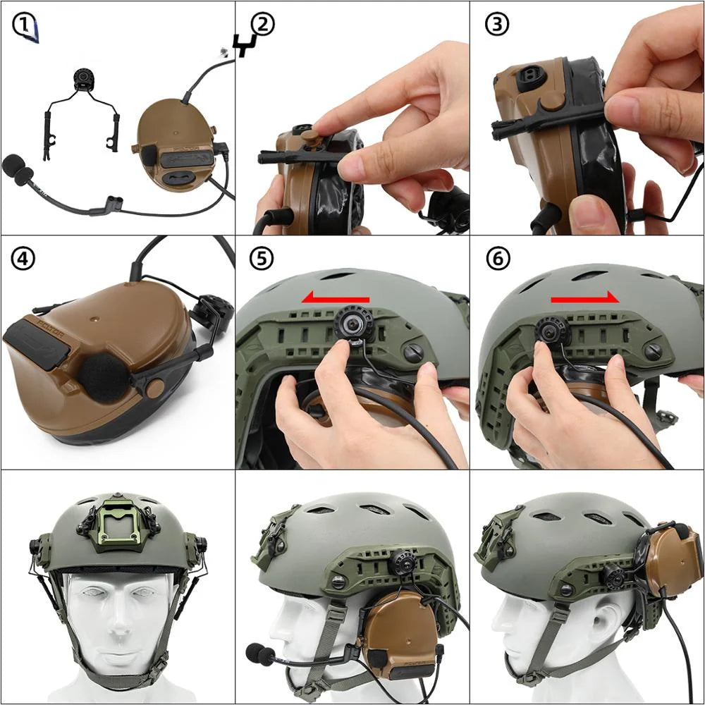 1 Pairs Tactical Headset Bracket Fast Ops Core Helmet ARC Rail Adapter Set Comtac II  Noise Cancelling Headset