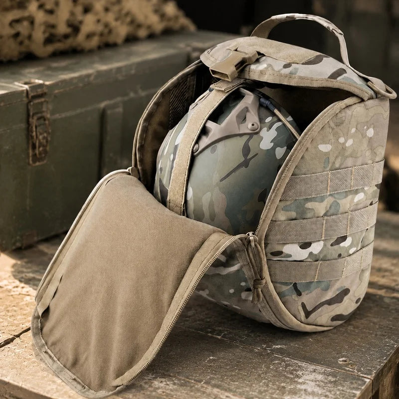 Durable Tactical Helmet Bag with Molle System for Hunting, Combat, and Outdoor Activities