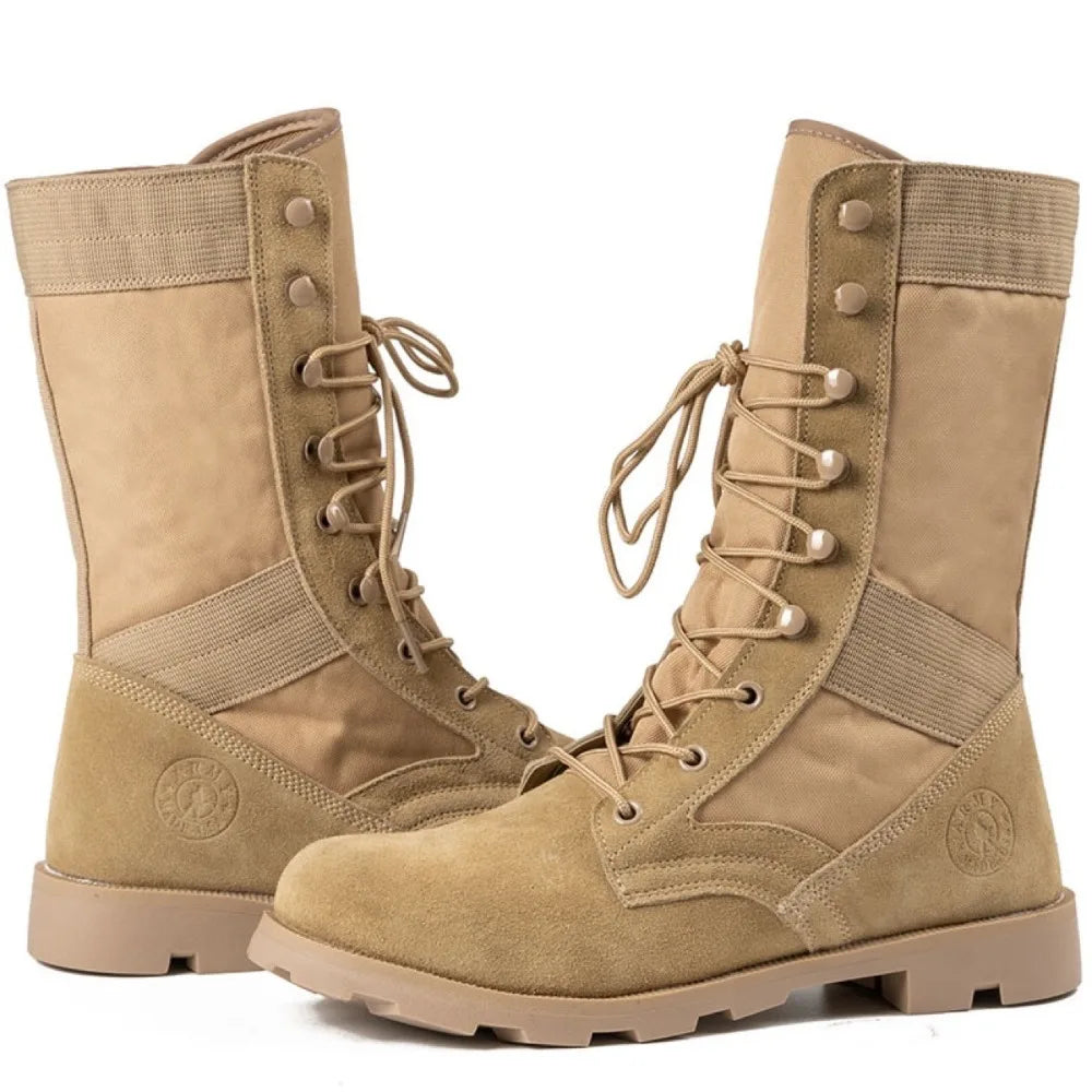 Men's Desert Tactical High-Top Boots Ultra-Light Hiking Shoes Training Boots Spring Autumn Season Synthetic Leather Shoes