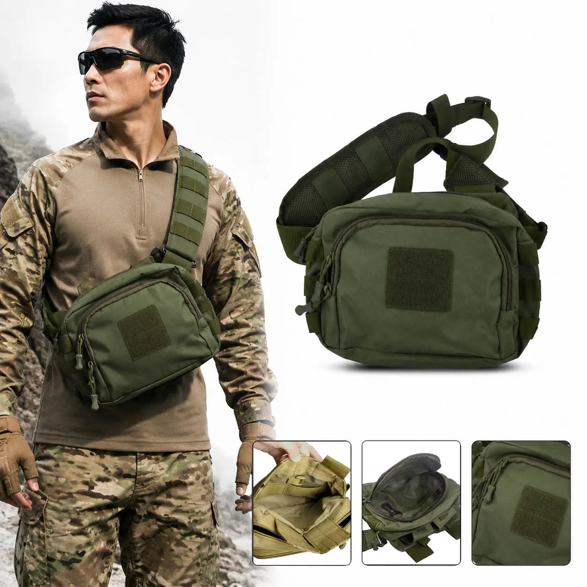 Tactical Crossbody Bag Water Resistant Military Shoulder Pack Multifunctional Storage Pouch for Hiking Travel EDC Outdoor Gear
