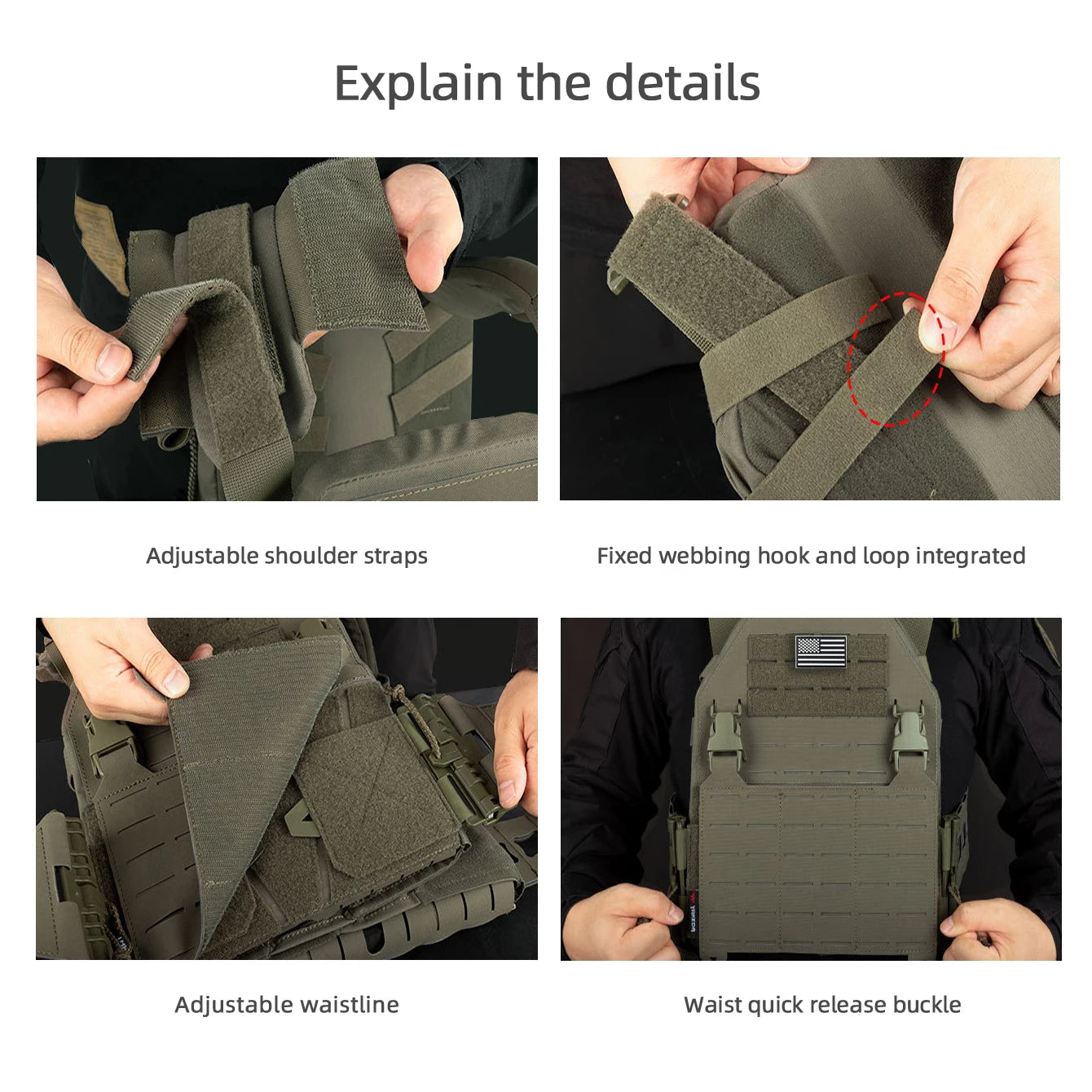 YAKEDA Quick Release Multifunctional Hunting Vest Breathable Nylon Vest can be used for hunting, wilderness survival, etc