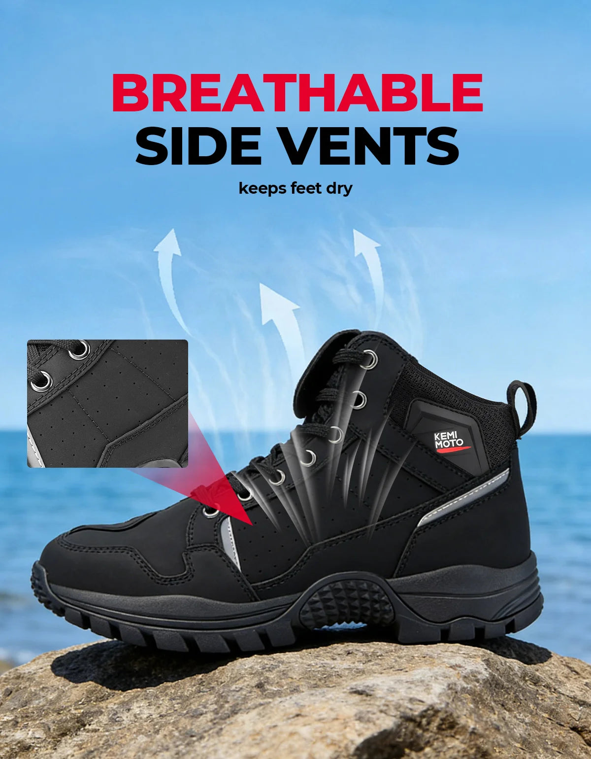 Motorcycle Waterproof Shoes for Men Outdoor Boots Soft Comfortable Lining Breathable Ankle Protection Anti-Slip Riding Camping