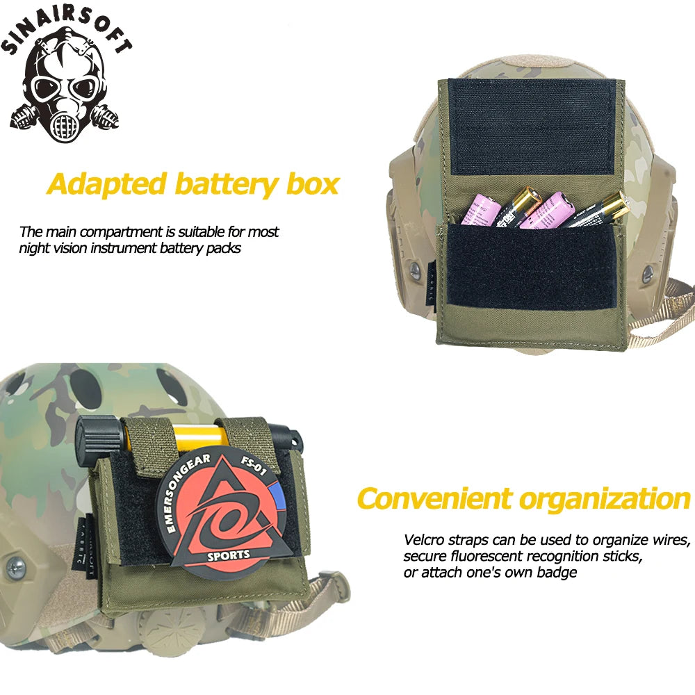 SINAIRSOFT Tactical FAST Helmet Utility Pouch Removable Rear Pouch NVG Counterweight Battery Pouch For Clothing Accessories