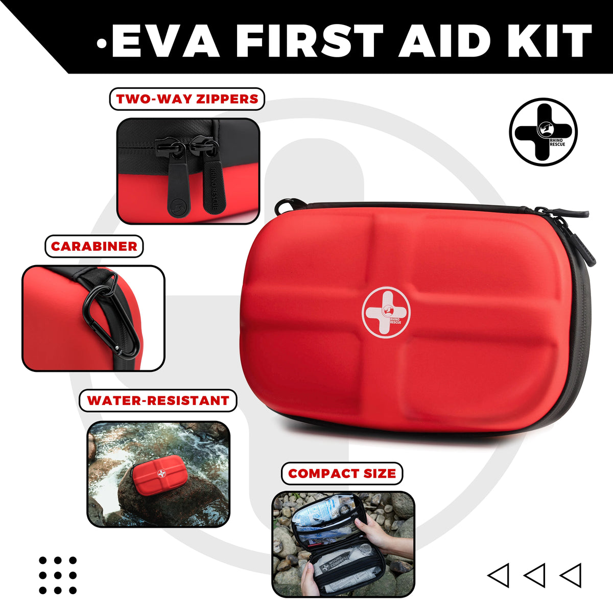 RHINO RESCUE Mini First Aid Kit Small Waterproof Portable Emergency Kit Camping Essentials, With 106 Items For Travel, Home, Car