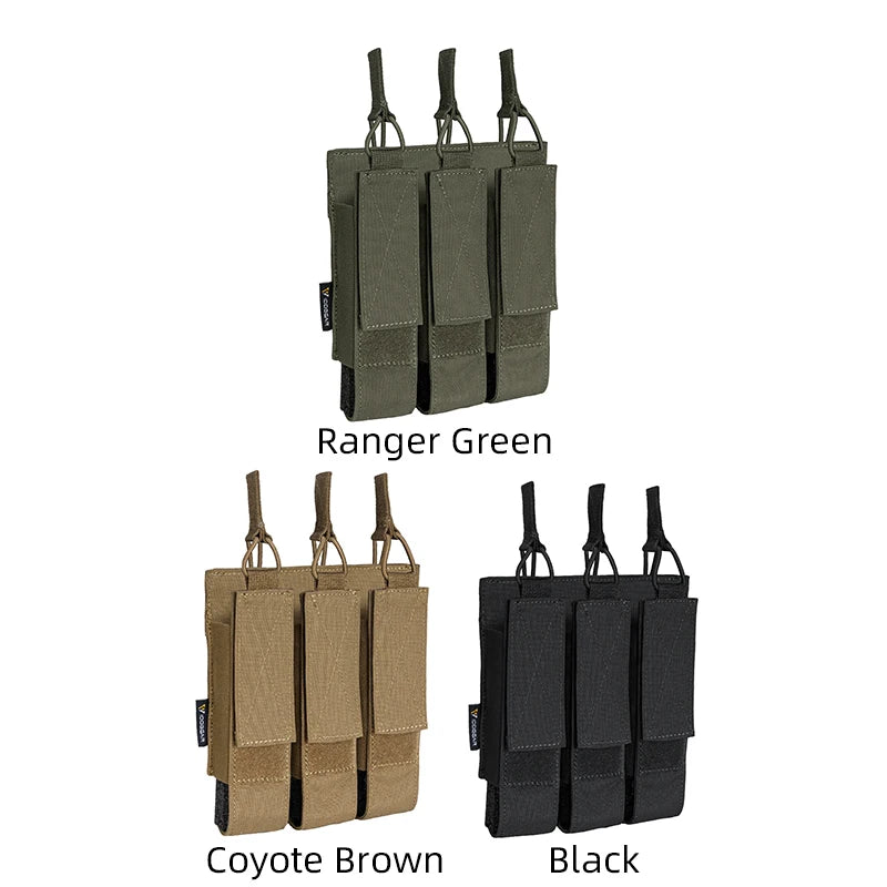 IDOGEAR Tactical Triple Magazine Pouch Mag Carrier MOLLE for Submachine Open Top  Mag Holder  3576