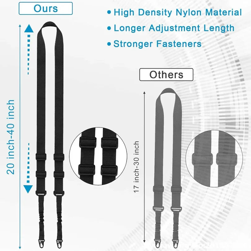 2 Points Extra Long Rifle Sling Two Point Traditional Gun Slings Standard Strap With Metal Hook QD Sling for Outdoor Sports