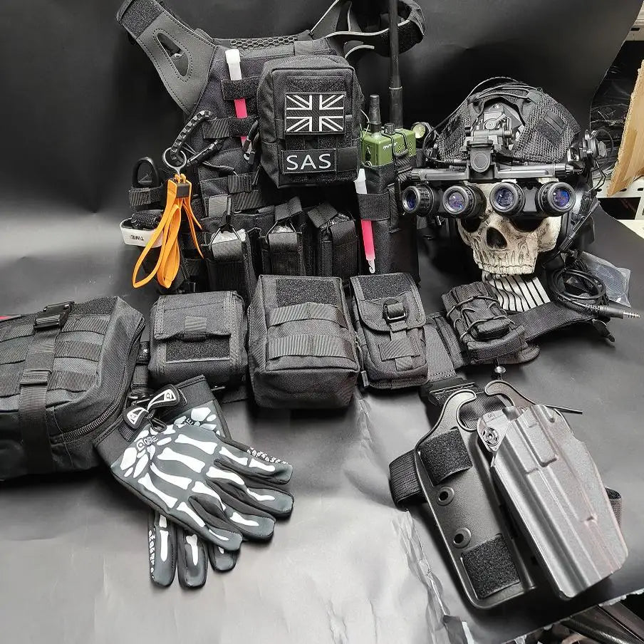 Call of Duty 19 Complete Set of Tactical Equipment Night Raid Ghost Airsoft Cosplay Prop with Vest Hemlet Belt Set for CS Gaming
