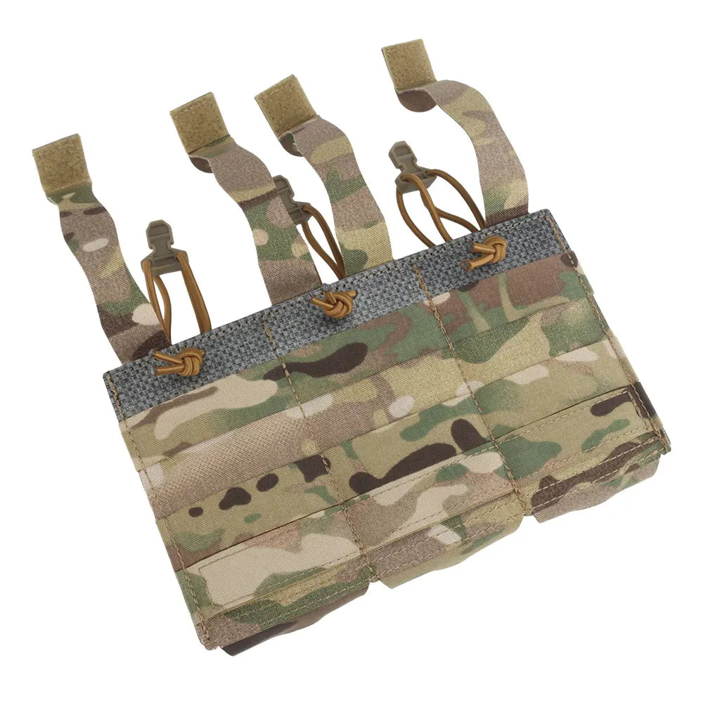 Tactical Plate Carrier Front Flap Triple 556 762 Magazine Pouch Lightweight Elastic Open-Top Mag Bag for M4 AK AR Airsoft Gear