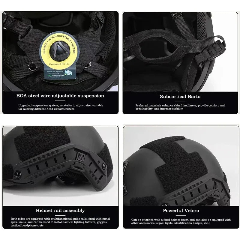FAST Helmet ABS Lightweight with Adjustable Suspension & Dial for Cycling, Airsoft, Tactical Training