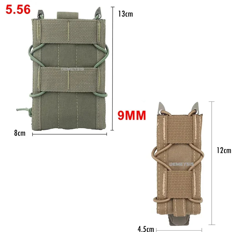 9MM 5.56 Magazine Pouches Tactical AK AR M4 AR15 Single Magazine Bag Rifle Pistol Molle Mag Holster Pouch Hunting Tools Holder