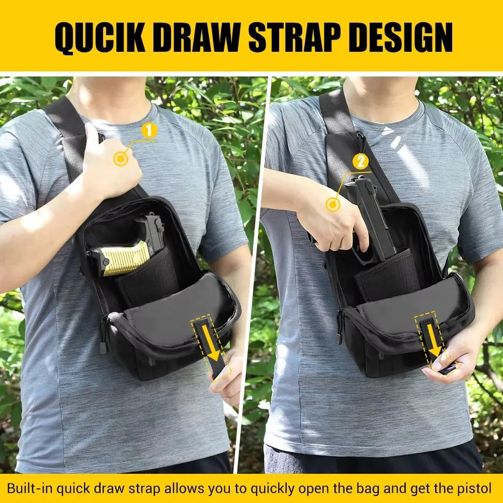 Tactical Pistol Gun Bag Concealed Carry Gun Holster Handgun Storage Chest Bag EDC Tool Pouch Pistol Gun Shoulder Sling Bag