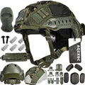 Tactical Airsoft Helmet Set FAST Protective Helmet with Helmet Cover Inner Pad Counterweight Pouch Mask for Hunting Role Playing