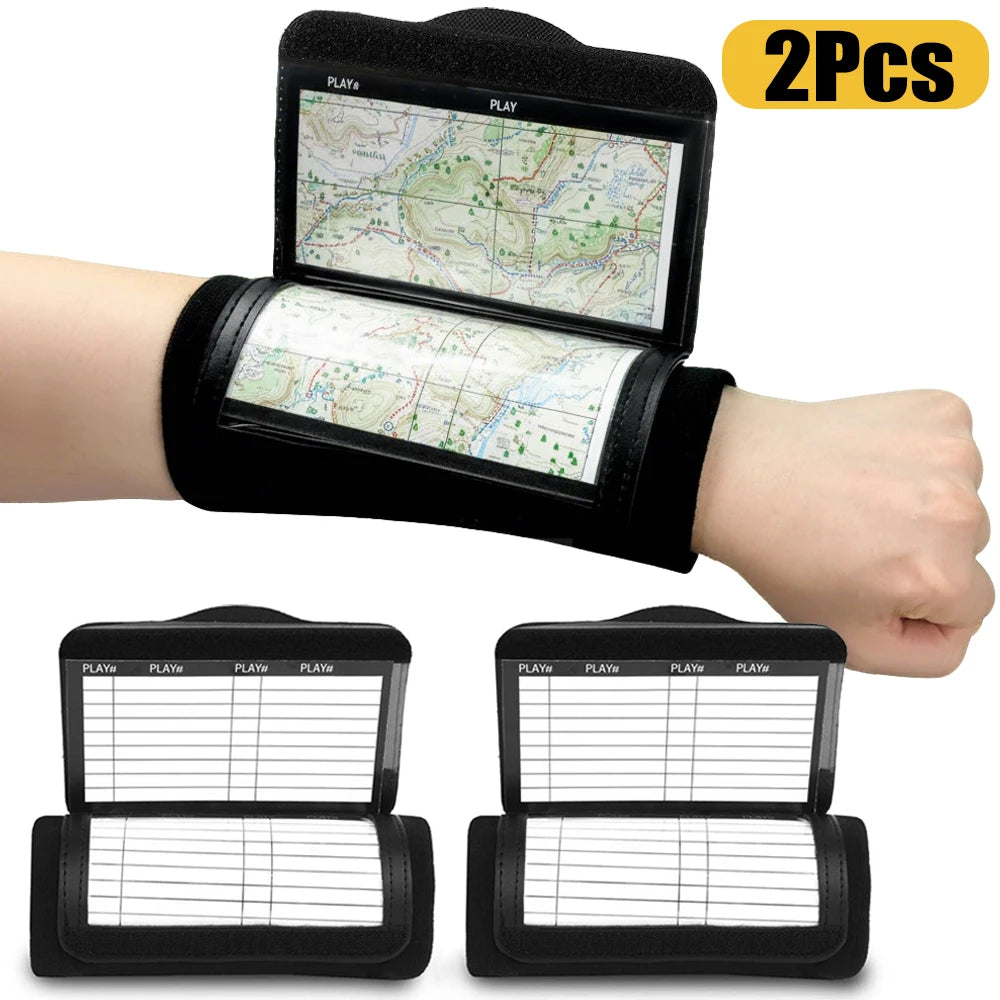 2Pcs Tactical Map Case Arm Sleeve Wristband Map Pouch Document Card Holder with Clear Window for Hunting Shooting Hiking