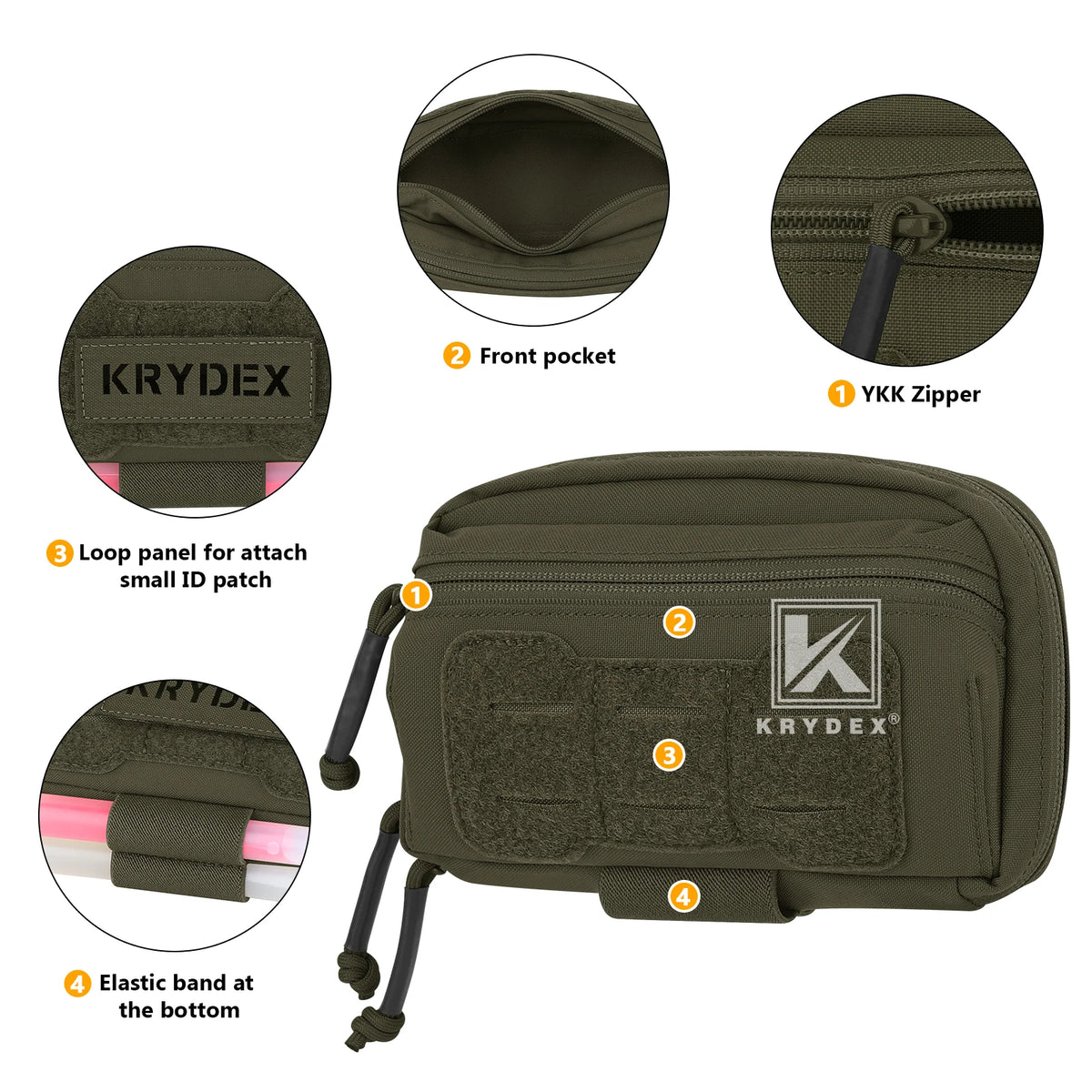 KRYDEX Tactical Admin Pouch Chest Bag MOLLE Utility Pouch Front Pocket for Vest and Chest Rig Camping Outdoor Accessories