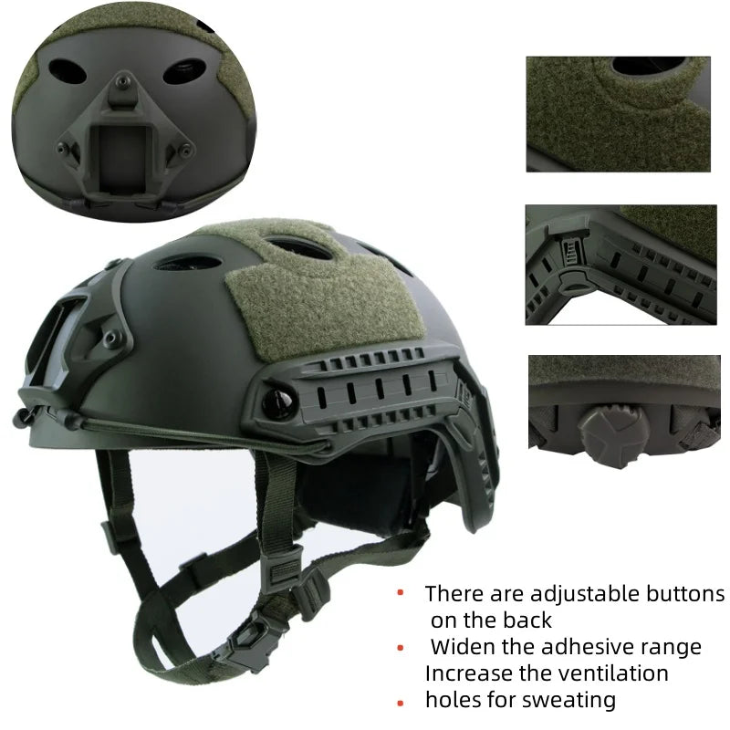 BOOIU Tactical Fast Helmet PJ Real Life Paintball Outdoor Sports Hunting Shooting Military Ballistic Helmet