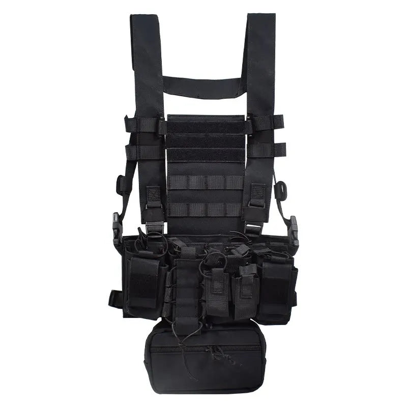 Tactical Chest Rig Vest with Detachable Pouches MOLLE System Adjustable Straps Large Capacity Gear Bag Outdoor Hunting Adventure