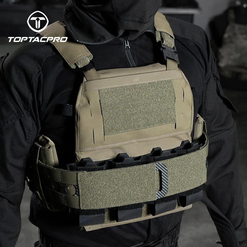 TOPTACPRO Tactical Quad 556 Mag Pouch Elastic Band Lightweight Multi-pocket Tactical Mag Compartment 8541