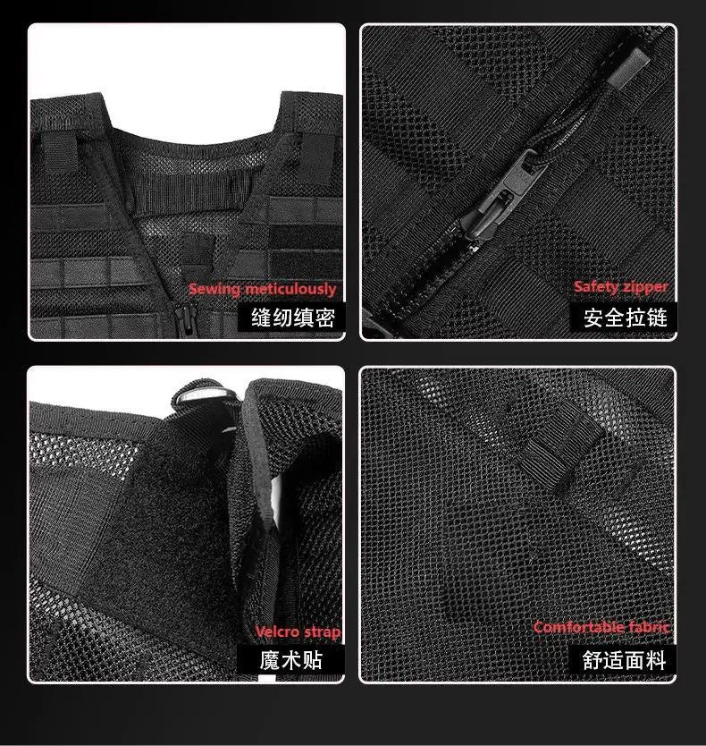Outdoor tactical summer breathable mesh vest, duty duty quick release tactical vest, vest, pure black protective vest