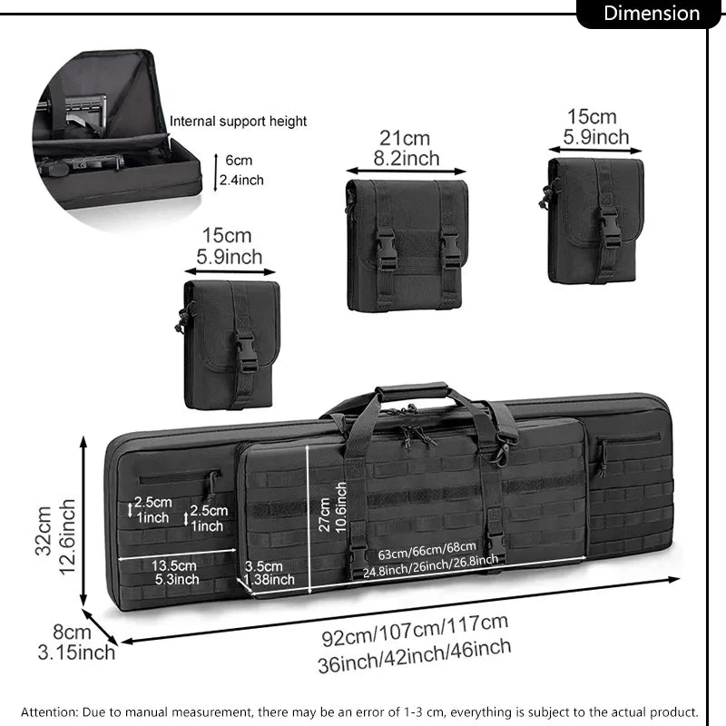 Tactical Rifle Case Backpack Waterproof Carbine Protect Rucksack 42 46inch Airsoft Portable Bags for Hunting Black