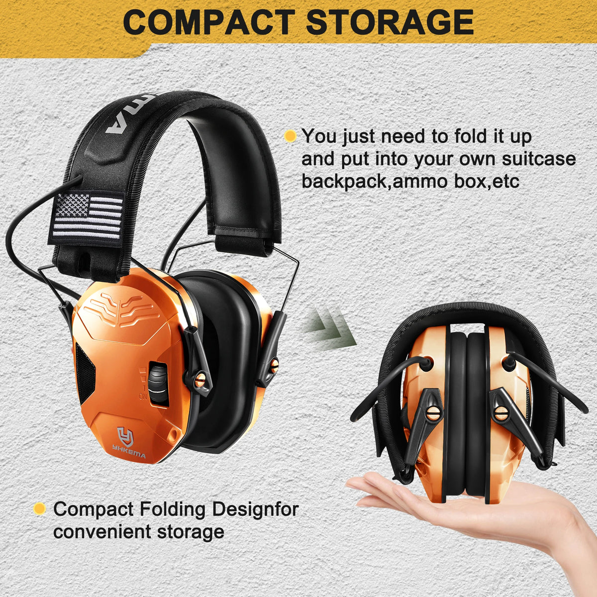 YHKEMA Outdoor Tactical Electronic Shooting Headphone Anti-noise Headset with portable headset hard body storage case