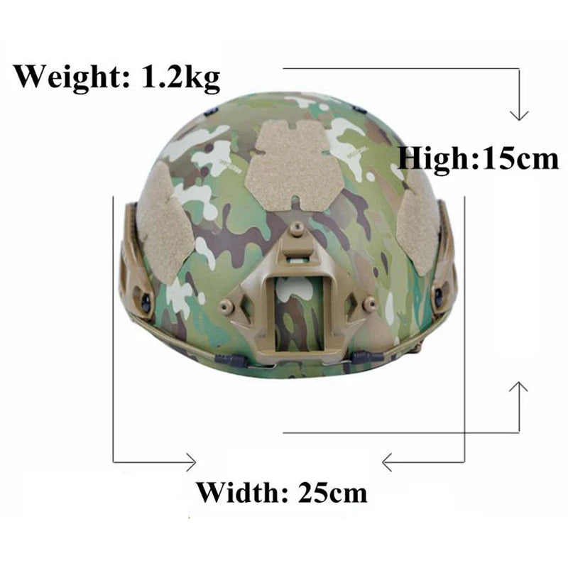 Tactical Helmet Airsoft Paintball CS Game Training Helmet with Night Vision Mount Adjustable Lightweight Head Protection Gear