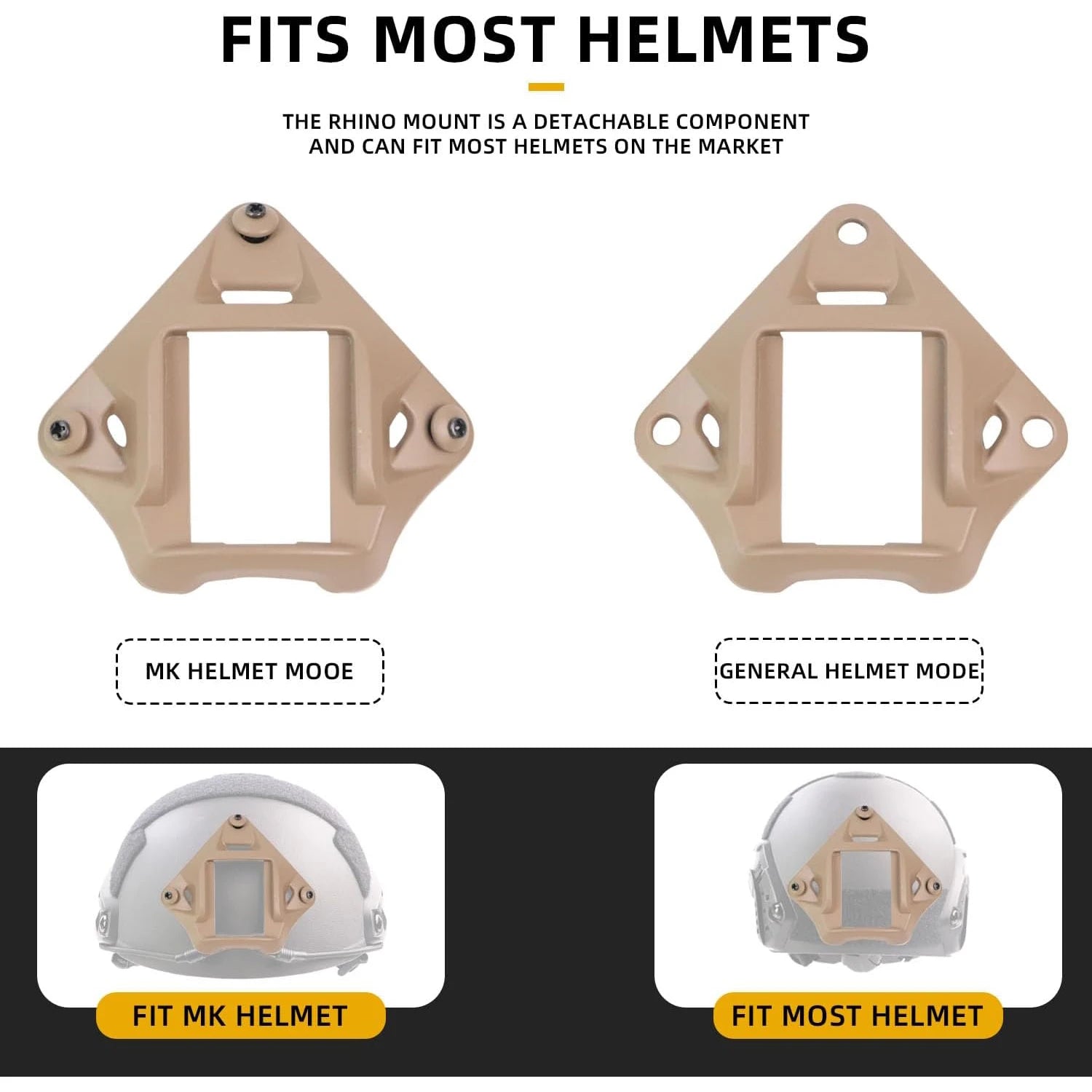BOOIU Tactical Helmet Holder Mount Night Vision Aluminum Alloy NVG Mount Adapter Helmet Bracket Accessories For FAST MICH Helmet