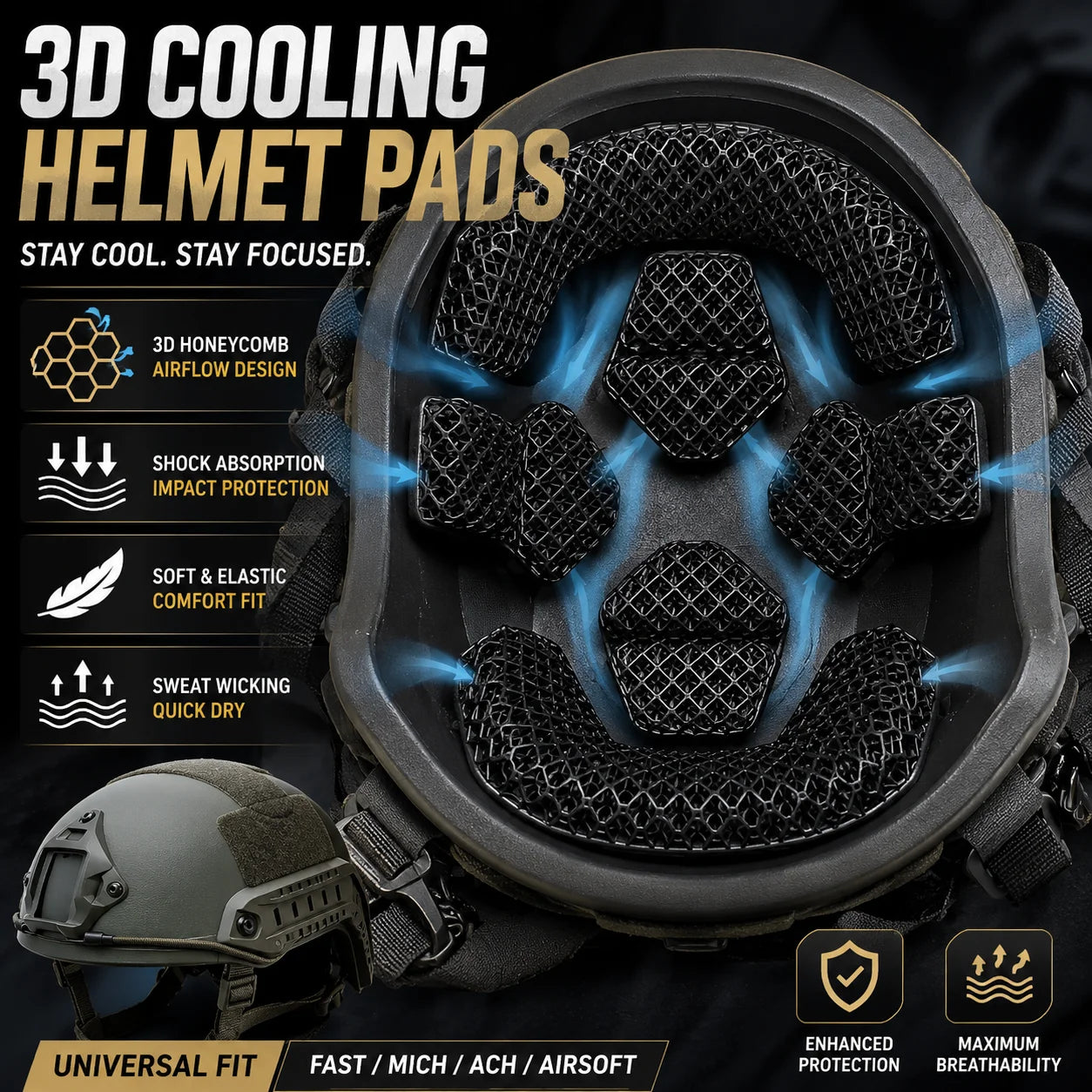 3D Printed Polymer Honeycomb Structure Tactical Vest Cushioning Pad, Breathable Shock Absorption Padding Airsoft Warg