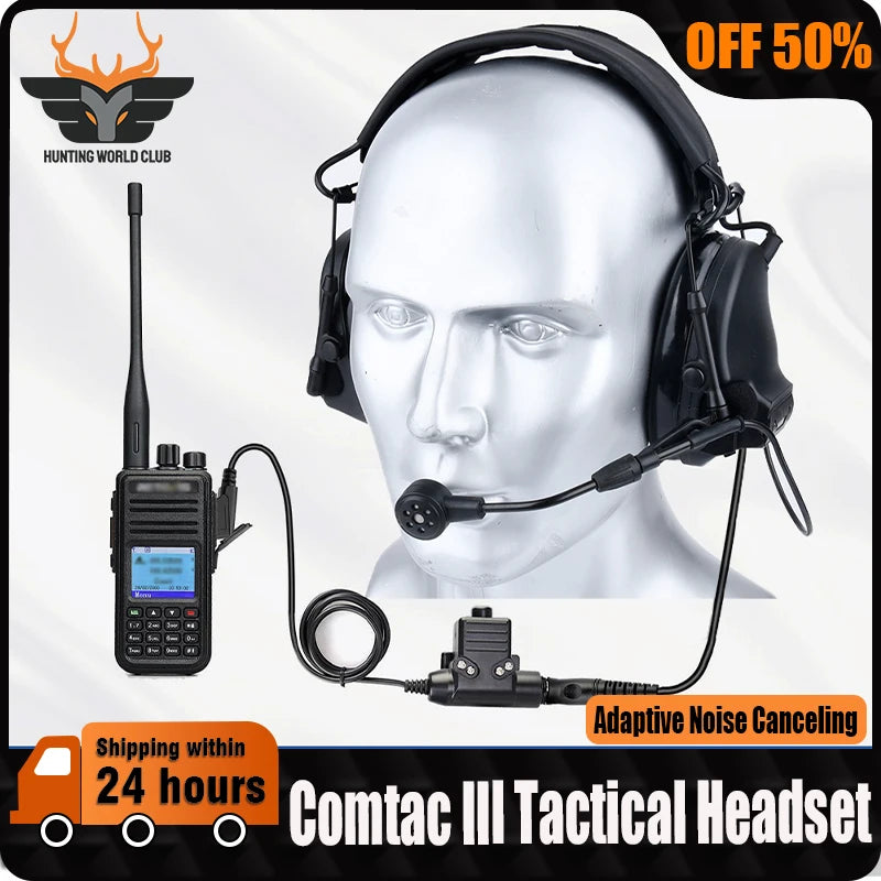WADSN C3 CIII Tactical Headset Adaptive Noise Canceling Microphone Communication Headphone Outdoor Shooting Hearing Protection