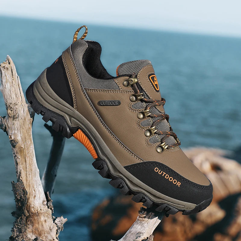 Hiking Shoes for Men Waterproof Outdoor Low-top Hiking Boots Leather Men's Trekking Shoes Walking Male Trail Running Sneakers