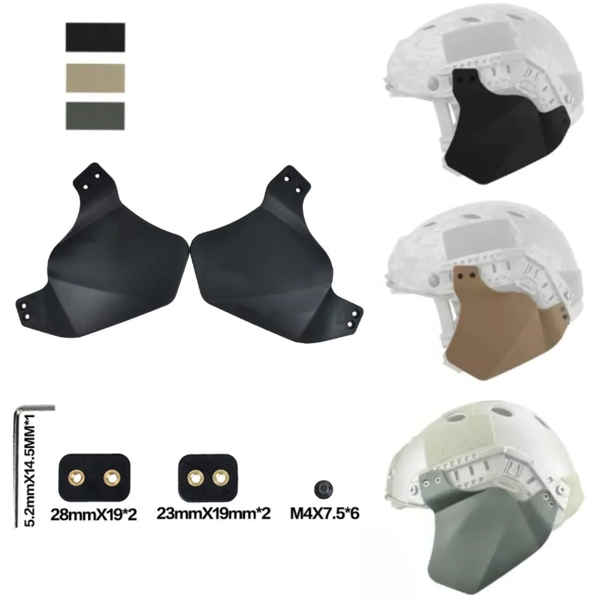 Tactical Helmet Side Cover Ear Protection Cover Helmet Earmuffs Fit FAST MICH ACH Helmet Tactical Accessories