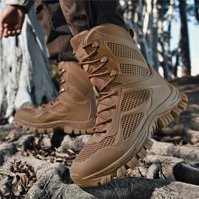 Men's Hiking Boots Leather Waterproof Climbing Trekking Sneakers Anti -slip Outdoor Field Combat Training Sneakers Hunting Shoes