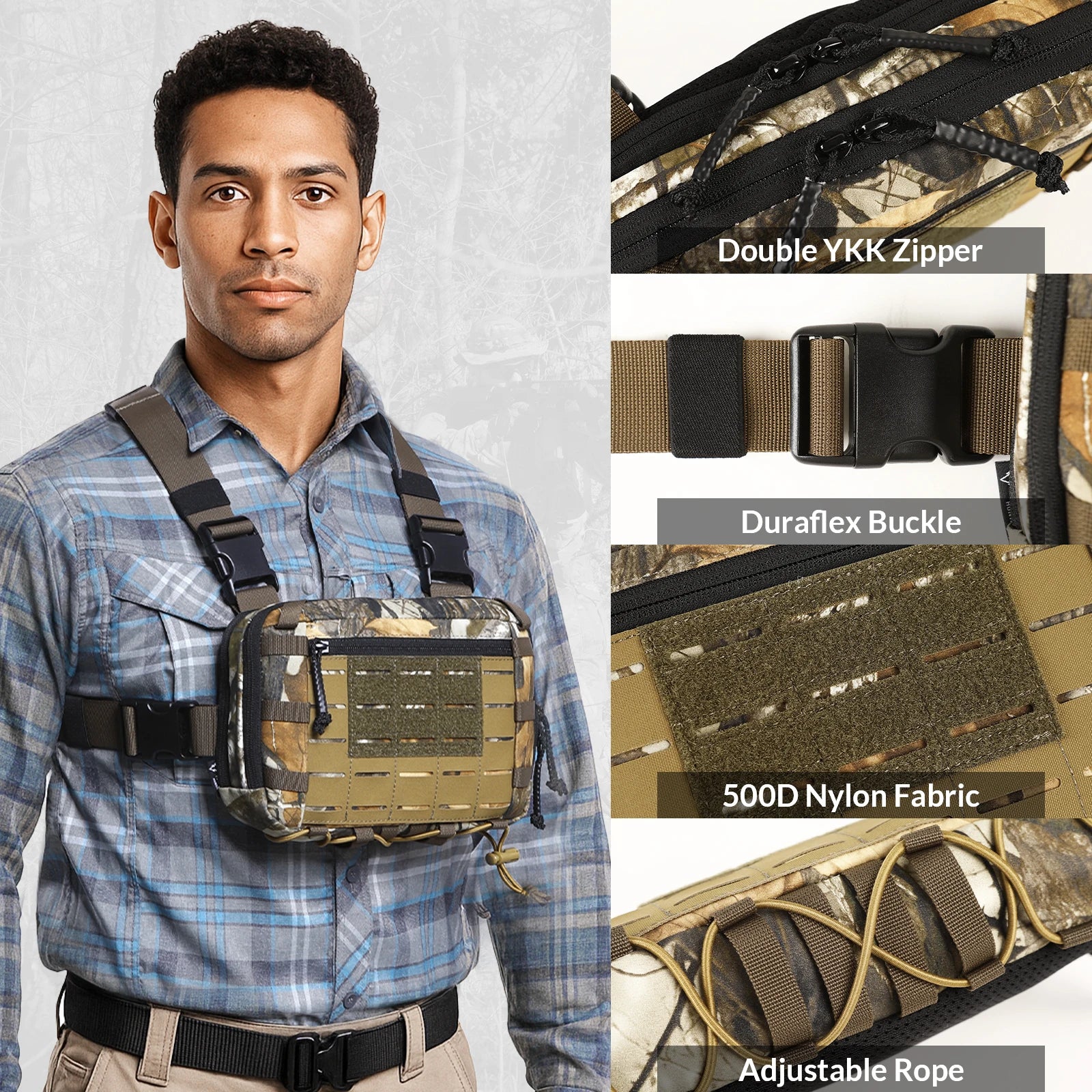 VOTAGOO Tactical Chest Bag 2L – EDC Molle Chest Rig CCW Compartment Adjustable Strap Outdoor Gear Practical Equipment Pouch