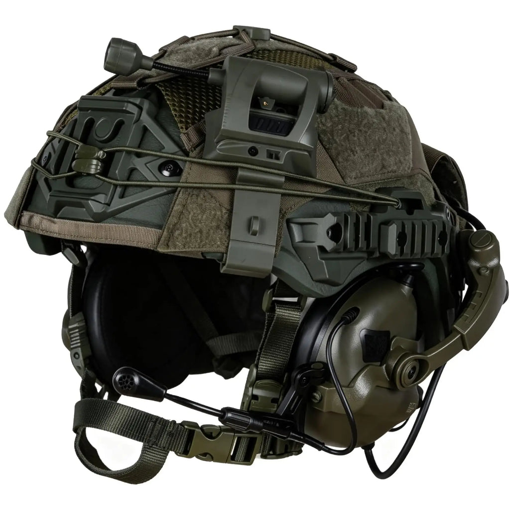 QX 5-in-1 Tactical Bump Helmet Set with Communication Headset LED Headlamp for Airsoft Paintball Training Cosplay Gear