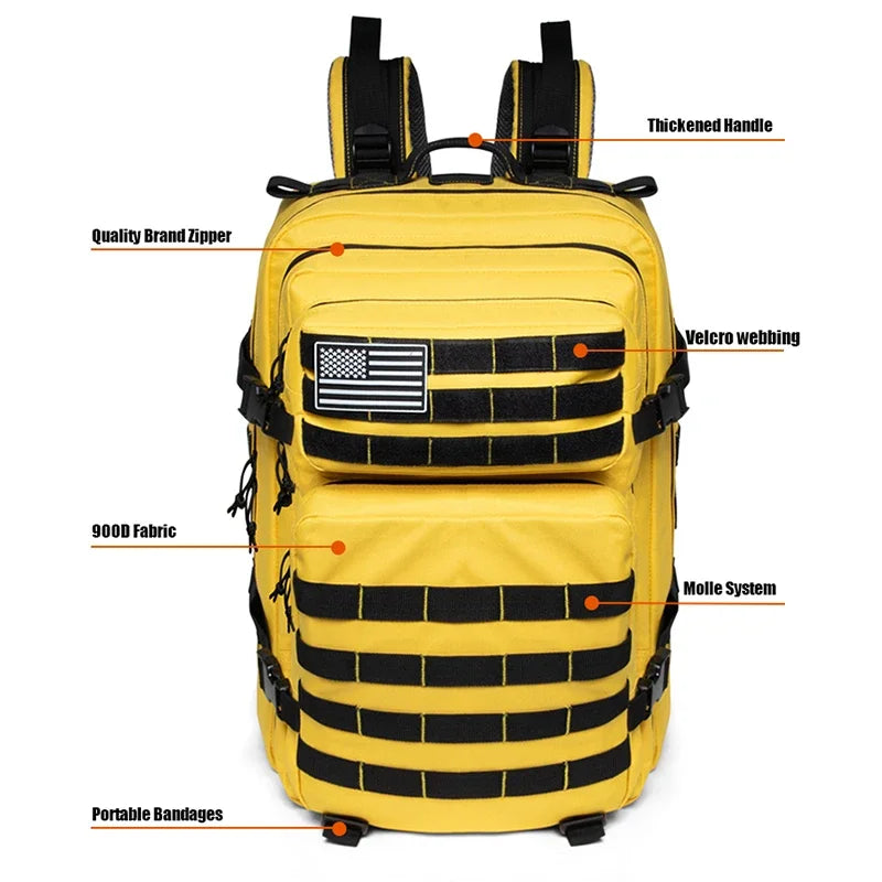 Outdoor 45L GYM Fitness Style Backpacks for Men/Women Tactical Training Molle Survival Bag Hiking Trekking Rucksack School Bag