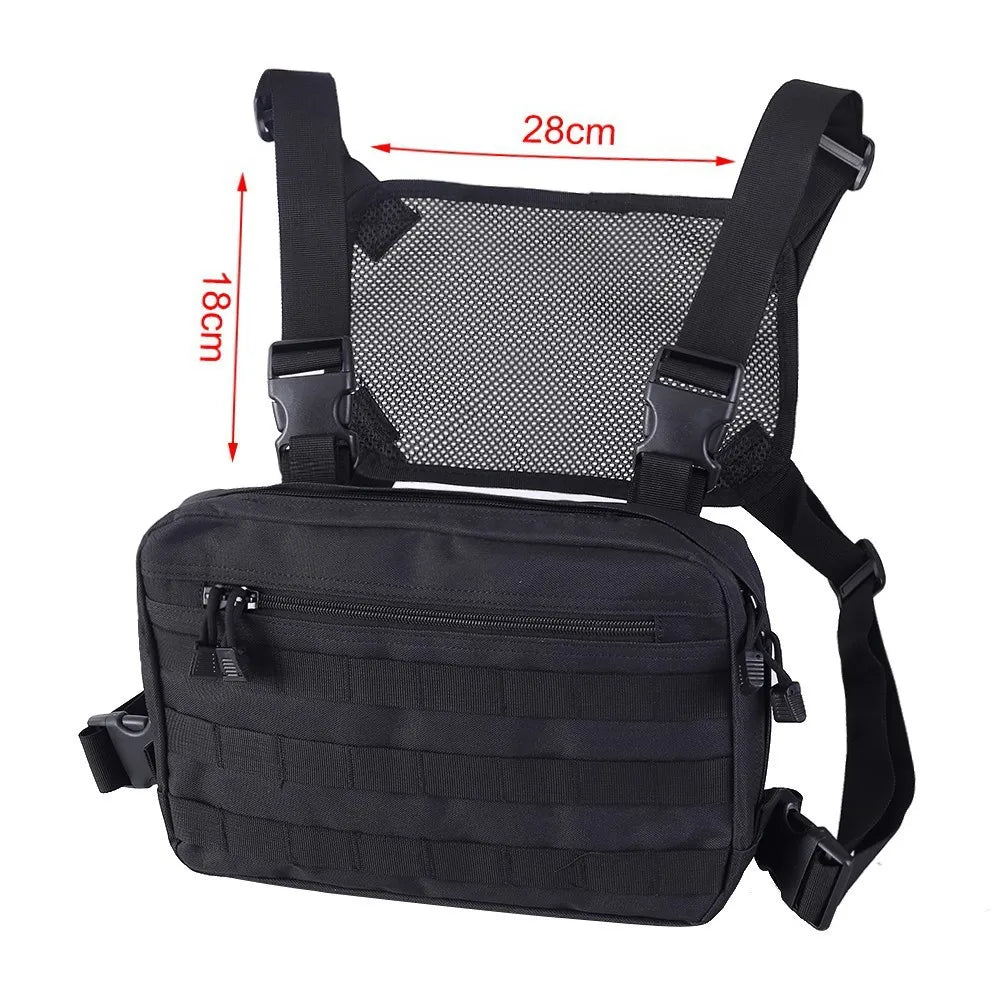 Multi-functional Tactical Chest Rig with Molle, Gun Holster, Large Capacity for Hunting, Hiking, Fishing, Cycling EDC