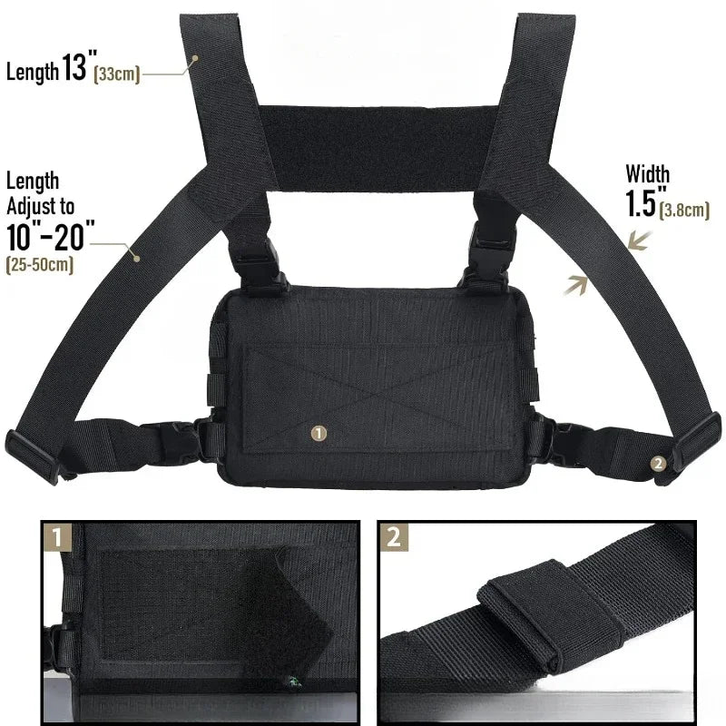 Tactical Backpack Chest Hanging Bag, Running Chest Bag, with Front Loop Reconnaissance Chest Hanging, Suitable for Outdoor
